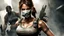 Placeholder: lara croft from tomb raider with a mask of ghost from call of duty