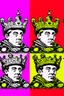 Placeholder: cultural revolution in the England with the king wearing crown in the style of andy warhol