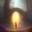 Placeholder: spray painting fantasy art, portrait of young elf standing in portal to forest world from desert world