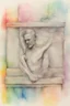 Placeholder: the point of art is not to be great but to make it transparently obvious that there is something wrong with you; ink wash; rainbow of pastel colors