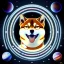 Placeholder: shiba inu starry eyes, psychic orbs, US spaceforce collar