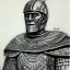 Placeholder: pencil and charcoal portait sketch of king raedwald from sutton hoo