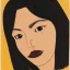 Placeholder: portrait of a woman with sparkling brown eyes and dark hair in the style of Hisashi Eguchi