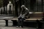 Placeholder: man sitting on a bench in the street