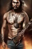 Placeholder: Jason Momoa like a cyborg,playing guitar