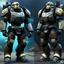 Placeholder: (in the deep ocean) daz3d iray: Inspired by the Chob armed delivery faction from Brigador Killers, a heavy power armor version that mixes protection with corporate branding.
