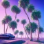 Placeholder: 1980's aesthetic vaporwave palm trees with spheres and car