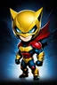 Placeholder: Catman, comic style artwork, dark yellow, black, red and blue, ñcalm, chibi