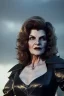 Placeholder: younger Rene Russo as evil queen in leather, cleavage, angry, stern look, unreal 5, octane render,cinema4d, dynamic lighting, dramatic lighting, 4k, redshift render, highly detailed, hyper realistic