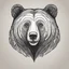 Placeholder: funny bear head from profile, simplified low detail sketch with strong contrast, monochromatic outline stamp