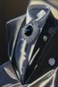 Placeholder: A silver brooch pinned to the collar of a black velvet suit, set with sparkling diamonds, in a luxurious bedroom in the sunlight Hyper realistic, oil on canvas award winning fantastic view ultra detailed acrylic art Ultra realistic Impressionism Surrealism simen johan, sharp focus intricate oil on canvas cinematic lighting photorealistic high detail ultra detailed crisp quality colourful