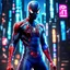 Placeholder: Fhoto full body, reality, Raw, spiderman as cyberpunk, digital art, with logo text "addie", intricate details, powerful composition, captivating, , trending on artstation, sharp focus, studio photo, intricate details, highly detailed high tech, by addie_digi