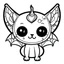 Placeholder: create a 2d black outline, " kawaii cat with bat wings coloring book for kids", coloring page, low details design, black contour, coloring page design, colorful , card style, coloring page for kids, halloween backgorund,sketch style,