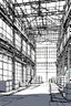 Placeholder: Industrial warehouses, line arts, manga style