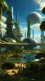 Placeholder: sci fi planet, tall smooth oasis city, gardens