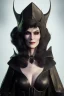 Placeholder: Carmen Dell`orifice as evil queen in black leather, leather, busty, cleavage, angry, stern look. character design by cory loftis, fenghua zhong, ryohei hase, ismail inceoglu and ruan jia. unreal engine 5, artistic lighting, highly detailed, photorealistic, fantasy