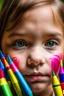 Placeholder: The logo consists of a set of colored pens embedded in a child's face