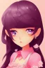 Placeholder: girl, cute, beautiful, black hair, long hair, straight hair, bangs, pink shirt, big eyes, brown eyes, close up portrait, kawaii