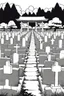 Placeholder: landscape, Japanese open air flat cemetery with thousand gravestones, high detail, manga style, grayscale