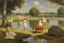 Placeholder: day, rocks, lagoon, sci-fi movies influence, cosmic and trascendent influence, bernard van beek and alfred munnings impressionism paintings