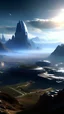 Placeholder: sci fi planet, mass effect city, mountains, tundra