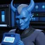 Placeholder: [the tricorder is plugged with a cable on the console] The Andorian communication officer delicately plugged the tricorder into the console, the soft blue light casting a gentle glow over their indigo skin. The device hummed to life, displaying intricate data streams and complex readings on the viewscreen.