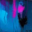 Placeholder: Minimal abstract oil painting of bright blue and pink with random words. hanging wires illuminated at night. In the style of Justin Mortimer and Phil Hale and Ashley Wood