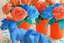 Placeholder: blue peonies and orange ponies