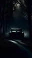 Placeholder: Dark Forest Drive: A couple in a car driving through a dense, dark forest with tall, shadowy trees. The headlights illuminate the eerie, twisted branches ahead, creating an ominous atmosphere.