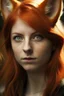 Placeholder: A young adult female with red hair and gold eyes, fox ears