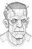 Placeholder: A Frankenstein. Outline, sketch style, only use outline, mandala style, clean line art, white background, no shadows, no clear wall, coloring page.