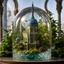 Placeholder: The miniatur islamic mosque in ball glass is an abstract concept that refers to a world made entirely of flowers or plants, often in a fantasy or mythical setting. The flower planet in this image appears to be a baroque world, with ornate spiral patterns and intricate designs.