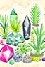 Placeholder: Gemstones and house plants graphic