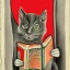 Placeholder: communist kitty reading Wittgenstein's Tractatus Logico Philosophicus in brutalist style