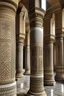 Placeholder: Columns of an Islamic palace with a ceiling with Arabic designs and letters