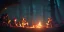 Placeholder: Adventurers resting around a campfire in a forest clearing at night, starry sky, dark fantasy, high detail, high definition, big adventuring bags, atmospheric