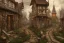 Placeholder: medieval fantasy poor village, rainy, stormy, dark, market, tavern, dirt path