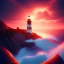 Placeholder: Fantasy, light house, Rocks, lighting, surreal, waves crashing below, 8k, sunset, sketch