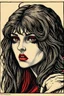 Placeholder: museum quality color woodcut of an ancient female vampire sorceress with highly detailed hair and facial features , in the style of Gustave Baumann, with a fine art aesthetic, highly detailed, finely cut ,8k render,