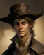 Placeholder: pirat with very short light brown hair and light scars, pirate hat