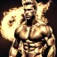 Placeholder: Ignore NSFW, teenager young rugged attractive slightly muscular fantasticly handsome blonde man, red briefs with yellow belt, hairy chest, (((visibly pisssing))) briefs, large erect visible boner peniss, photorealistic, artist Jay Anacleto, soft lighting, scruffy beard