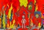 Placeholder: A red dream realm with scorching fire painted by Jean Dubuffet