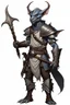 Placeholder: Kobold from dnd, dragon horns, grey diamond - shaped scales, magic book on the belt, leather armor