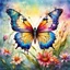 Placeholder: Digital watercolor illustration, beautiful colorful highly detailed butterfly, landing on a bloom of a beautiful dew filled flower, fantasyscape sunrise, by Waterhouse, Carne Griffiths, Minjae Lee, Os Gemeos, Stylized watercolor art, Intricate, Complex contrast, HDR, Sharp, soft Cinematic Volumetric lighting, deep vibrant lush luminous colors, perfect masterpiece