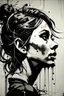 Placeholder: beautiful profil woman emotional drawing banksy