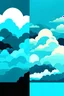 Placeholder: Choose two contrasting colors. Design a sky with clouds using vector graphics that play with these two tones, creating depth, shadows, and highlights.