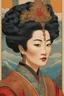Placeholder: museum quality color woodcut of an ancient Chinese queen with highly detailed hair and facial features , in the style of Gustave Baumann, with a fine art aesthetic, highly detailed, finely cut ,8k render,no tattoos on the face