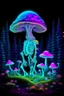 Placeholder: neon glowing turkey skeleton in magical mushroom forest