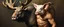 Placeholder: master oil painting by Rembrandt, pig moose body builder dragon