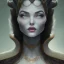 Placeholder: Portrait of old wiched " enchantress Morgan" with and mid-12th century elegant apparel.extremely detailed face,black clear Big eyes,perfectly centered image,intricate detail.korra character face style.and Kilian Eng art color. with black maleficent style horns